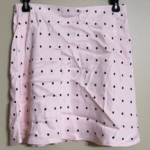 Anthropologie Pink A-Line Mini Skirt polka dot Cocktail size small